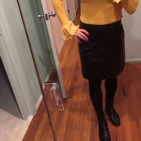 2 Left! Black Leatherette A Line Mini Skirt - Picture 8 of 8